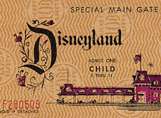 1955 Disneyland Ticket